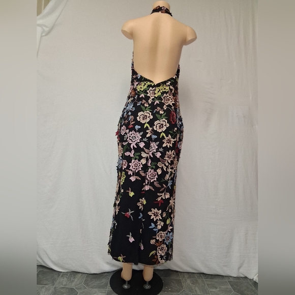 Lulu's Black Floral Backless Maxi Dress Size L - Picture 5 of 16